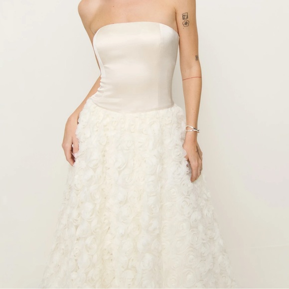 Reformation Rosy Dress-Ivory 3D floral skirt NWT - Picture 6 of 17